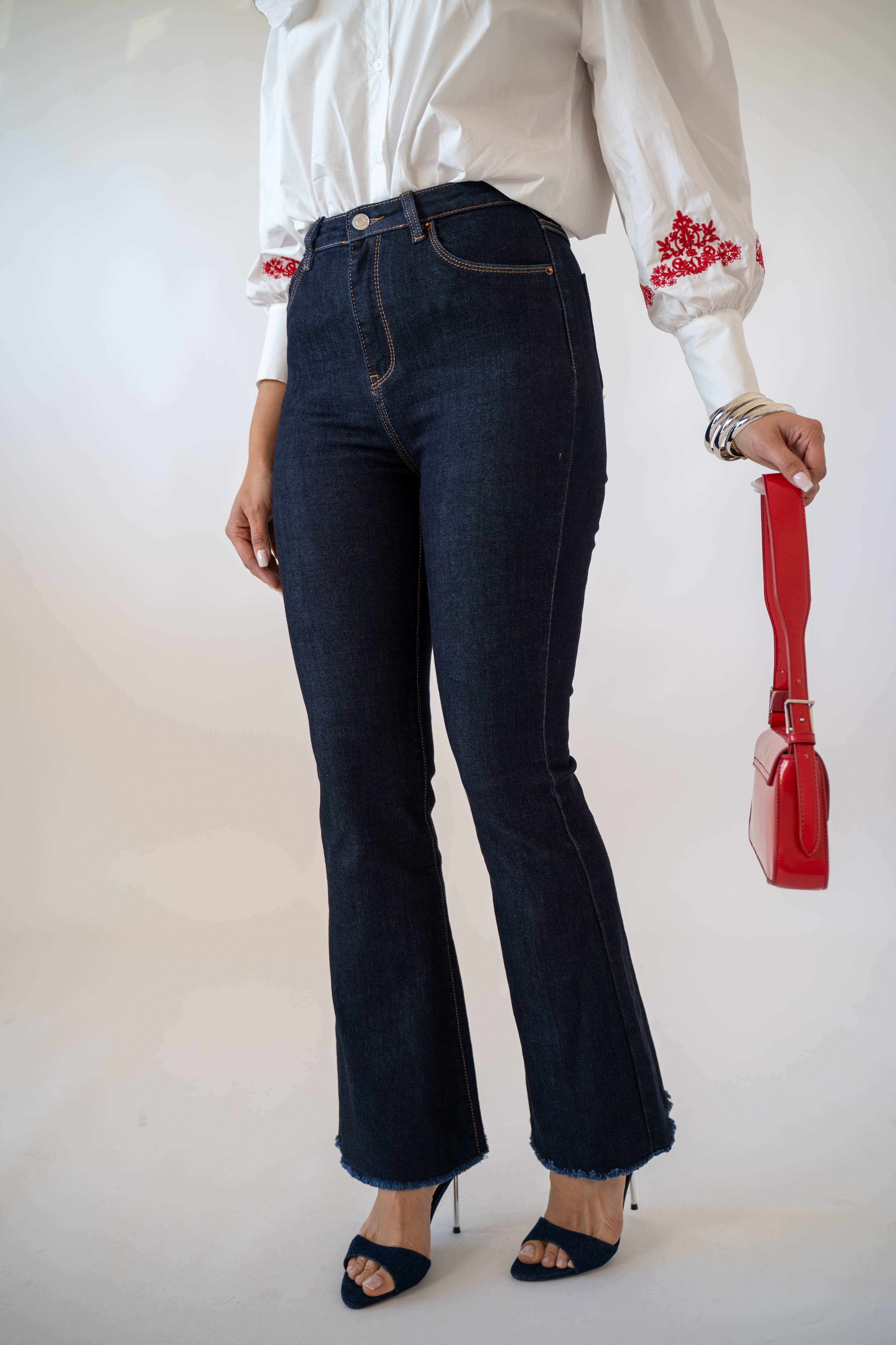 Jeans Flare Denim Blu