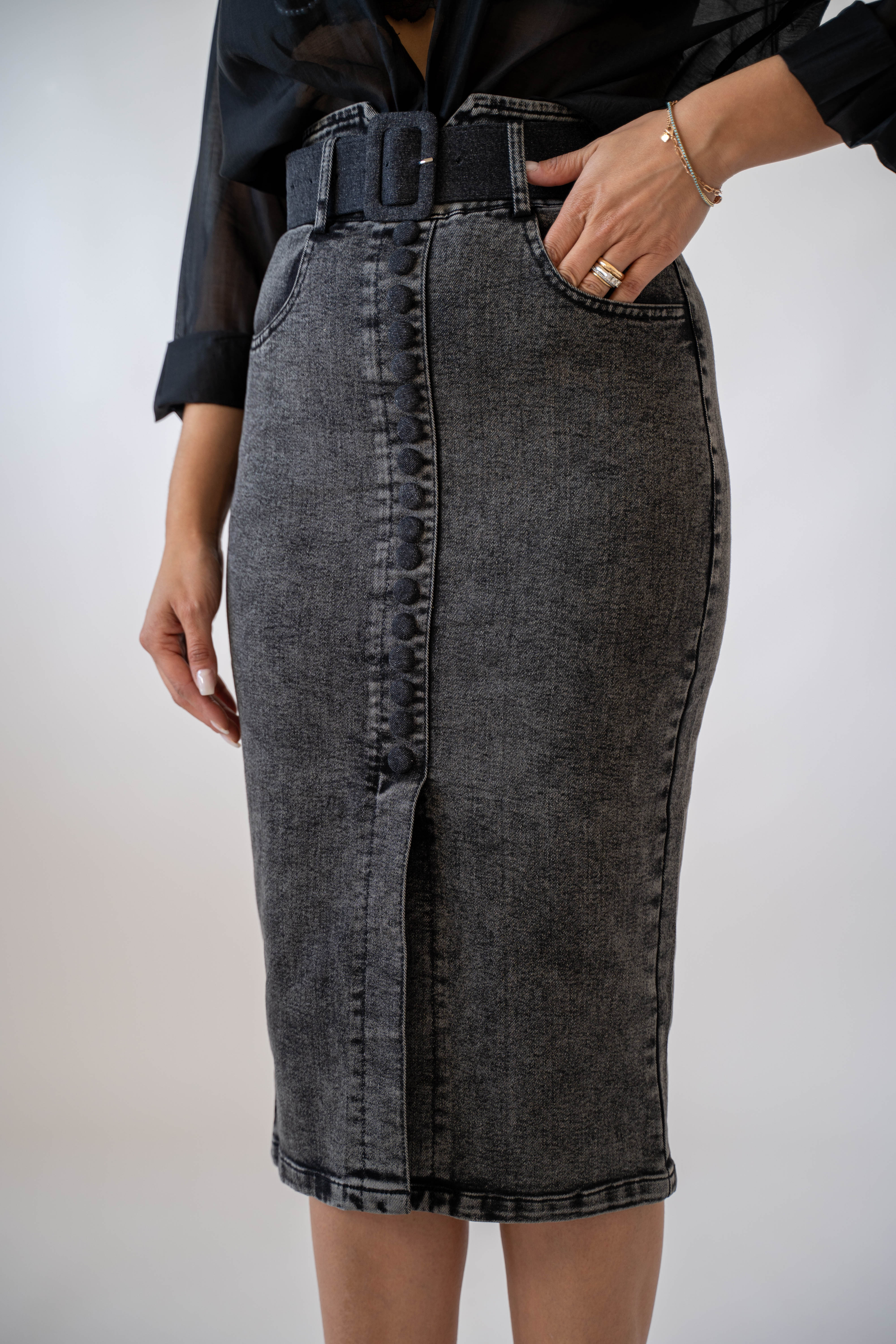 Gonna Longuette In Denim