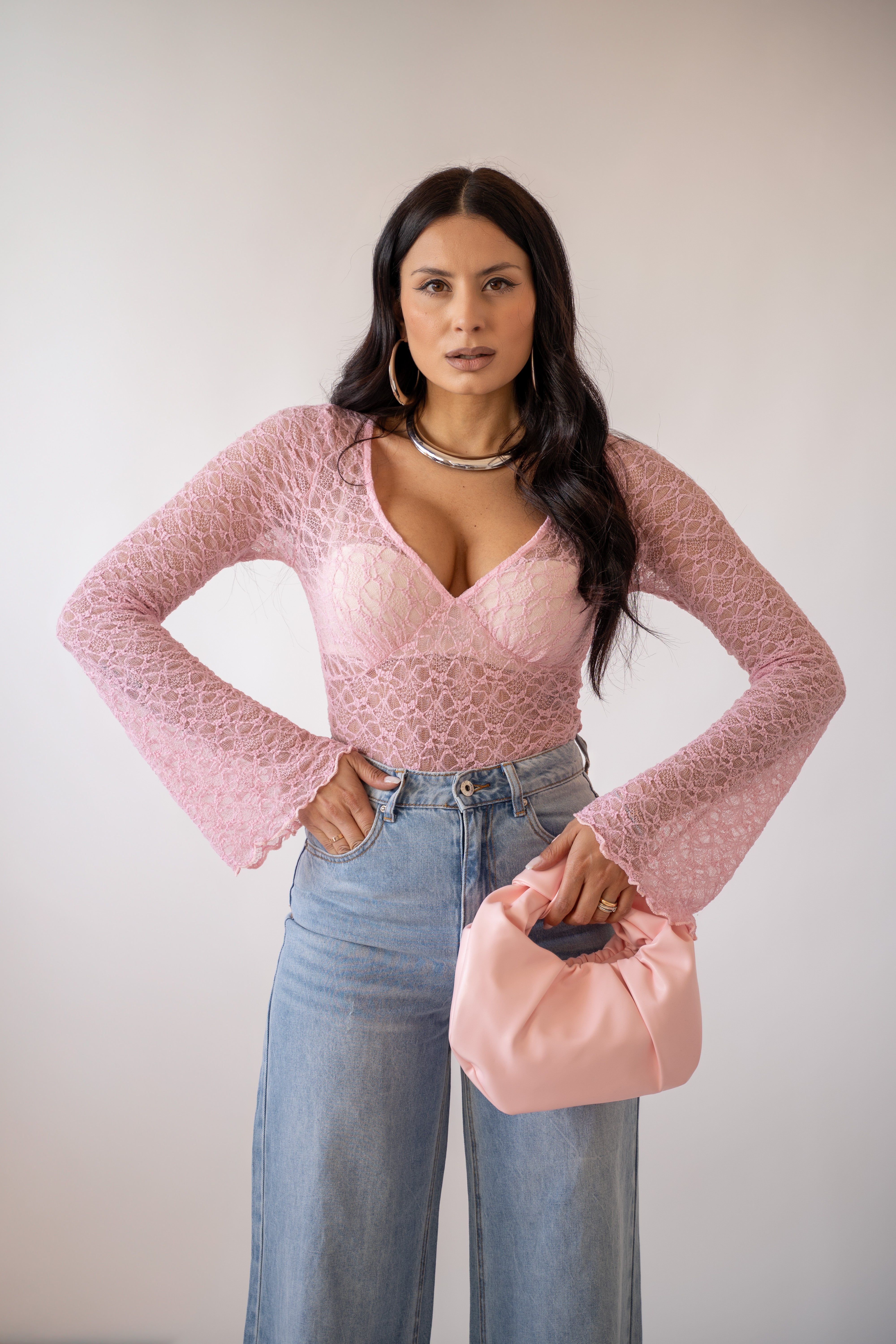 Maglia In Pizzo Pink