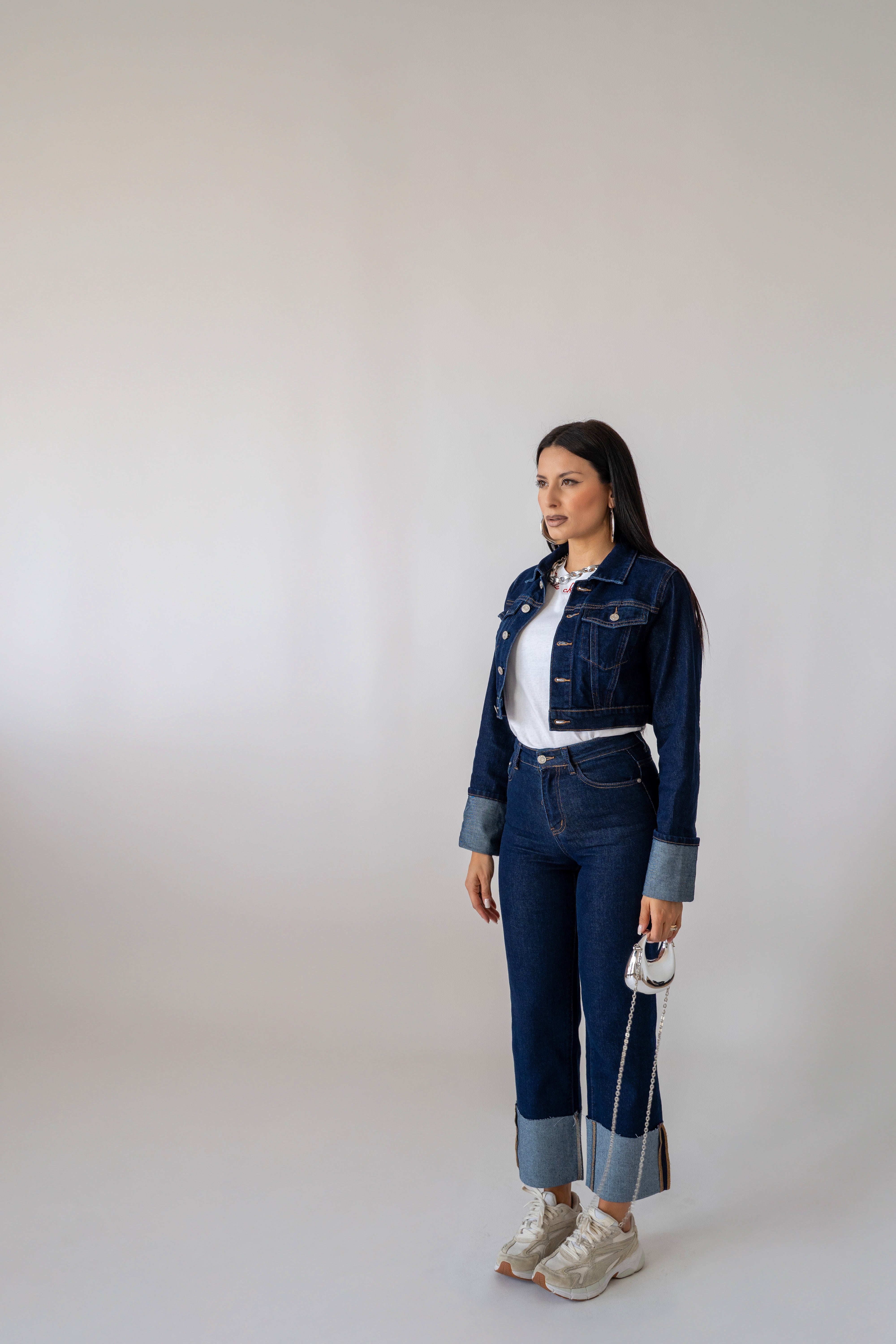 Giacca Crop In Denim