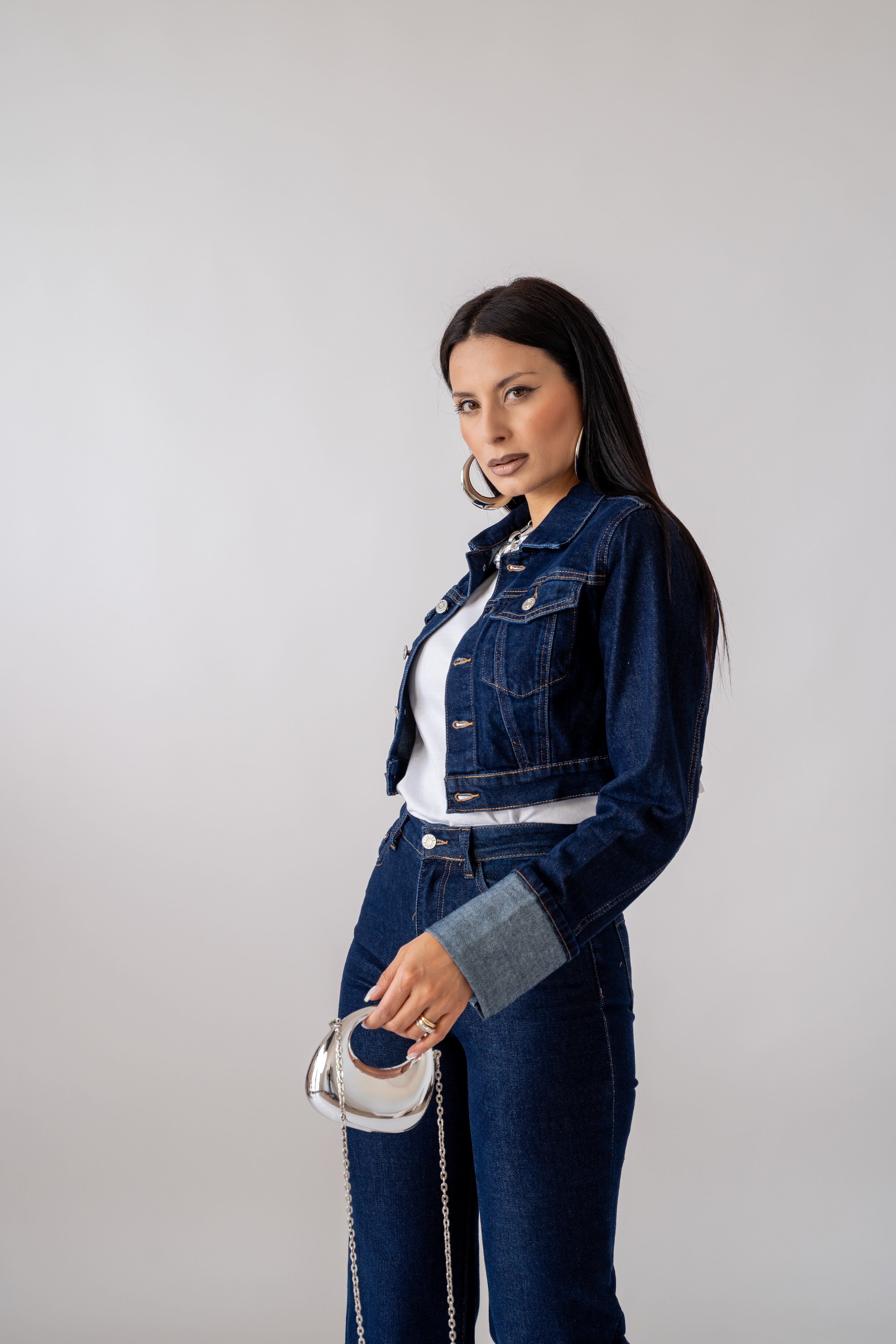 Giacca Crop In Denim