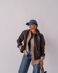 Giubbotto In Ecopelle Brown