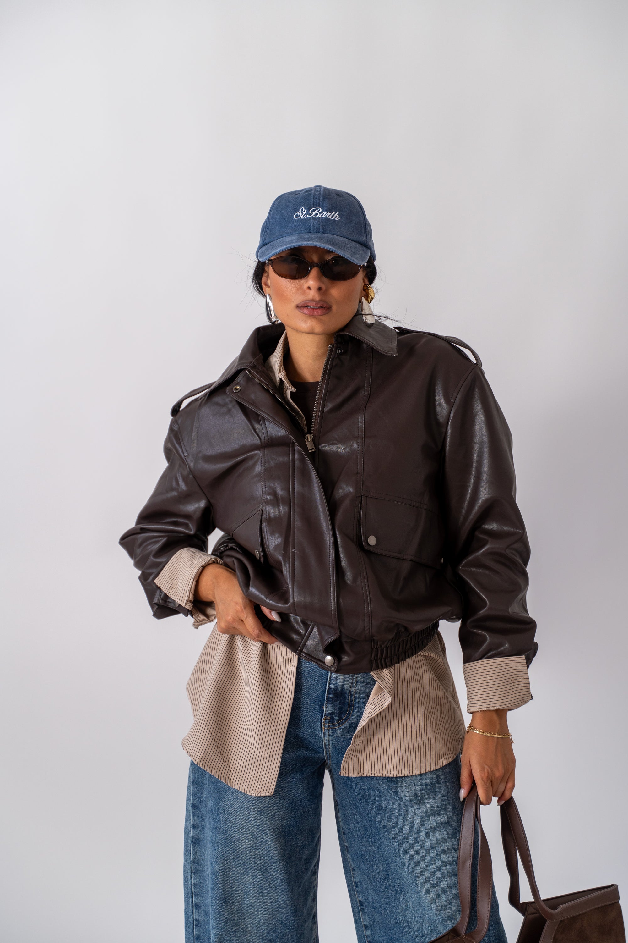 Giubbotto In Ecopelle Brown
