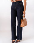 Jeans Wide Leg Denim Blu