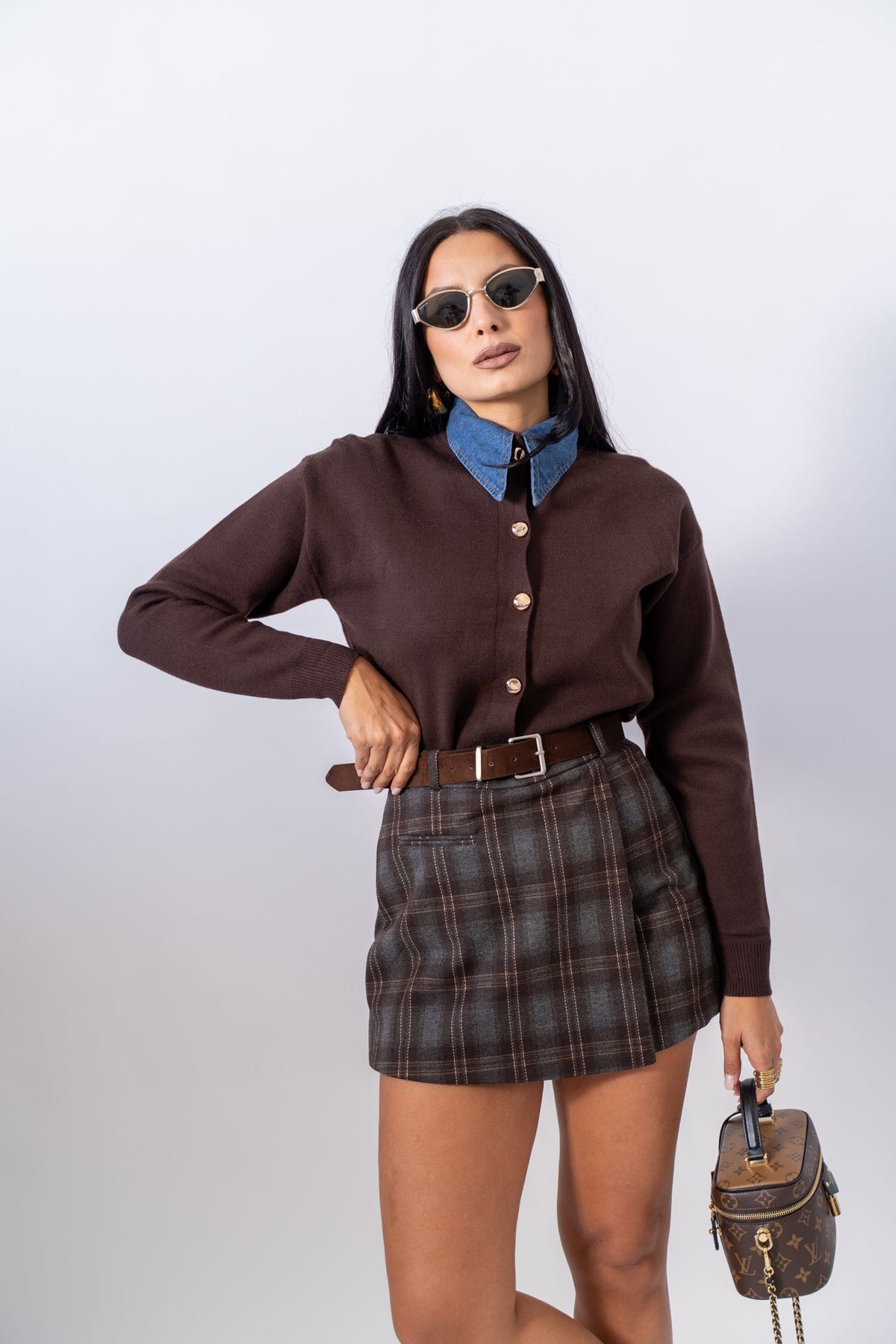 Cardigan Crop Brown