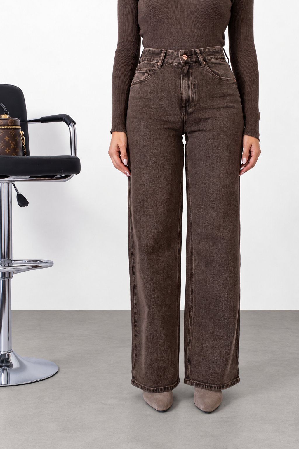 Jeans Wide Leg Brown