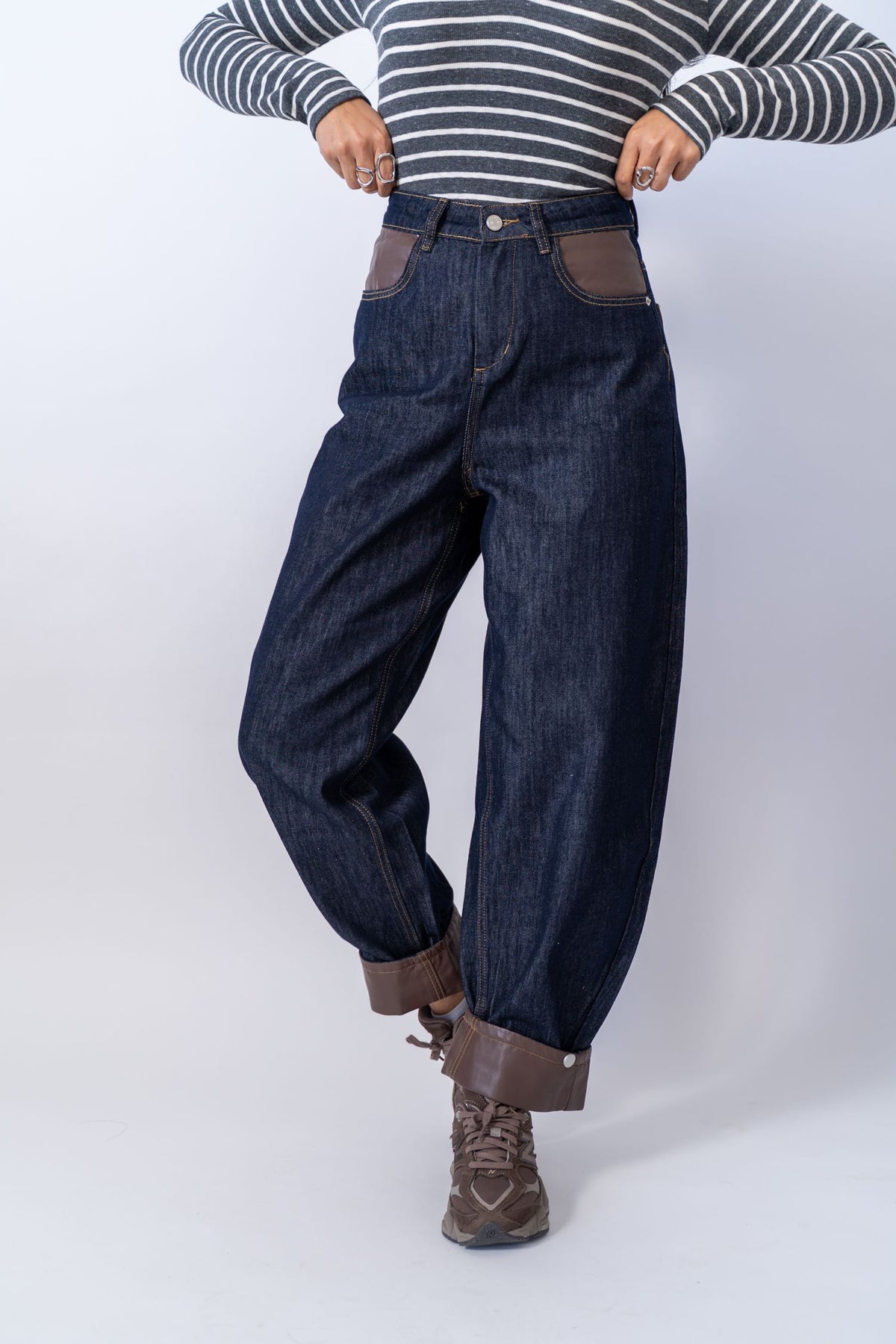 Jeans Con Piegone Eco Brown