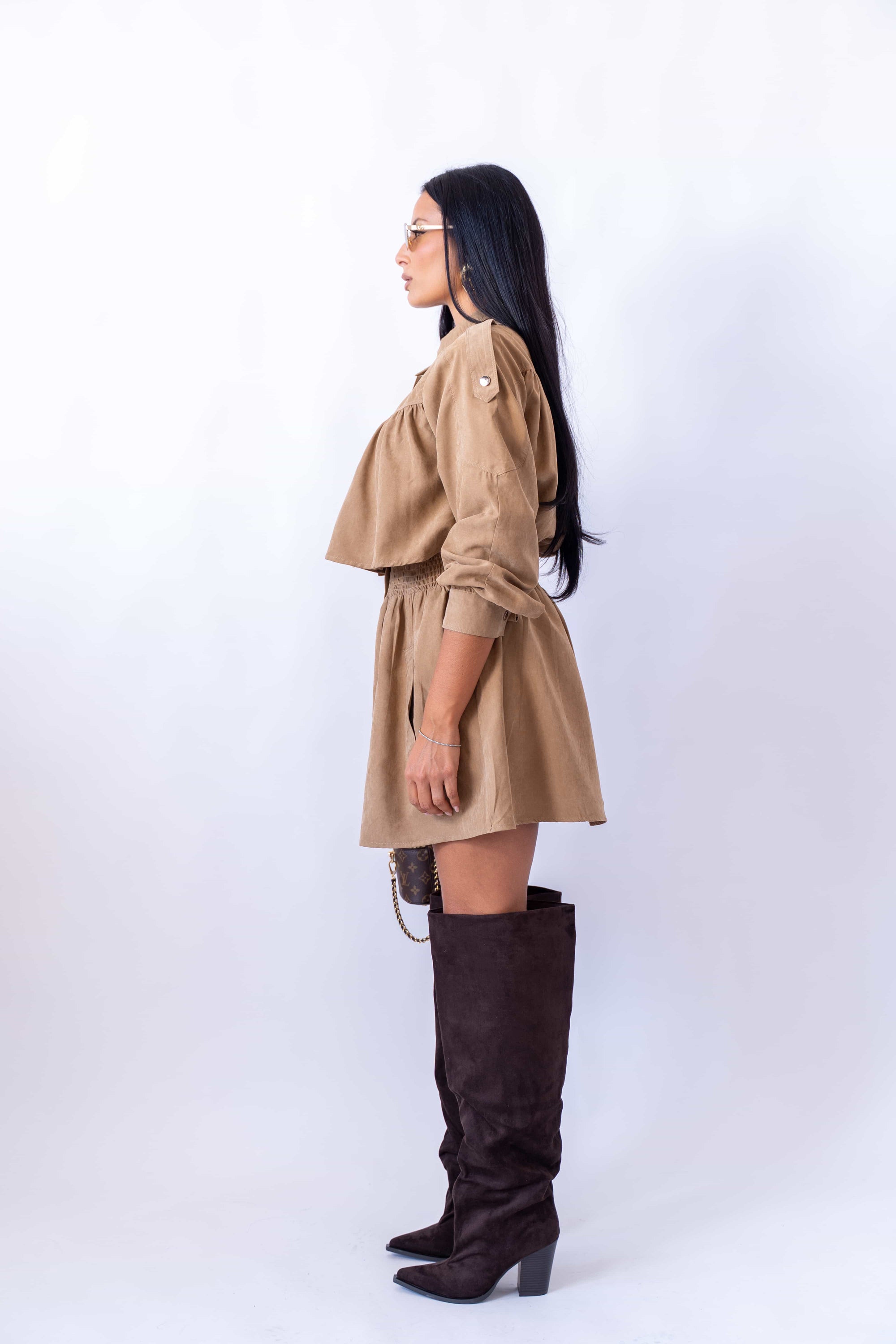 Mini Dress Velluto Camel
