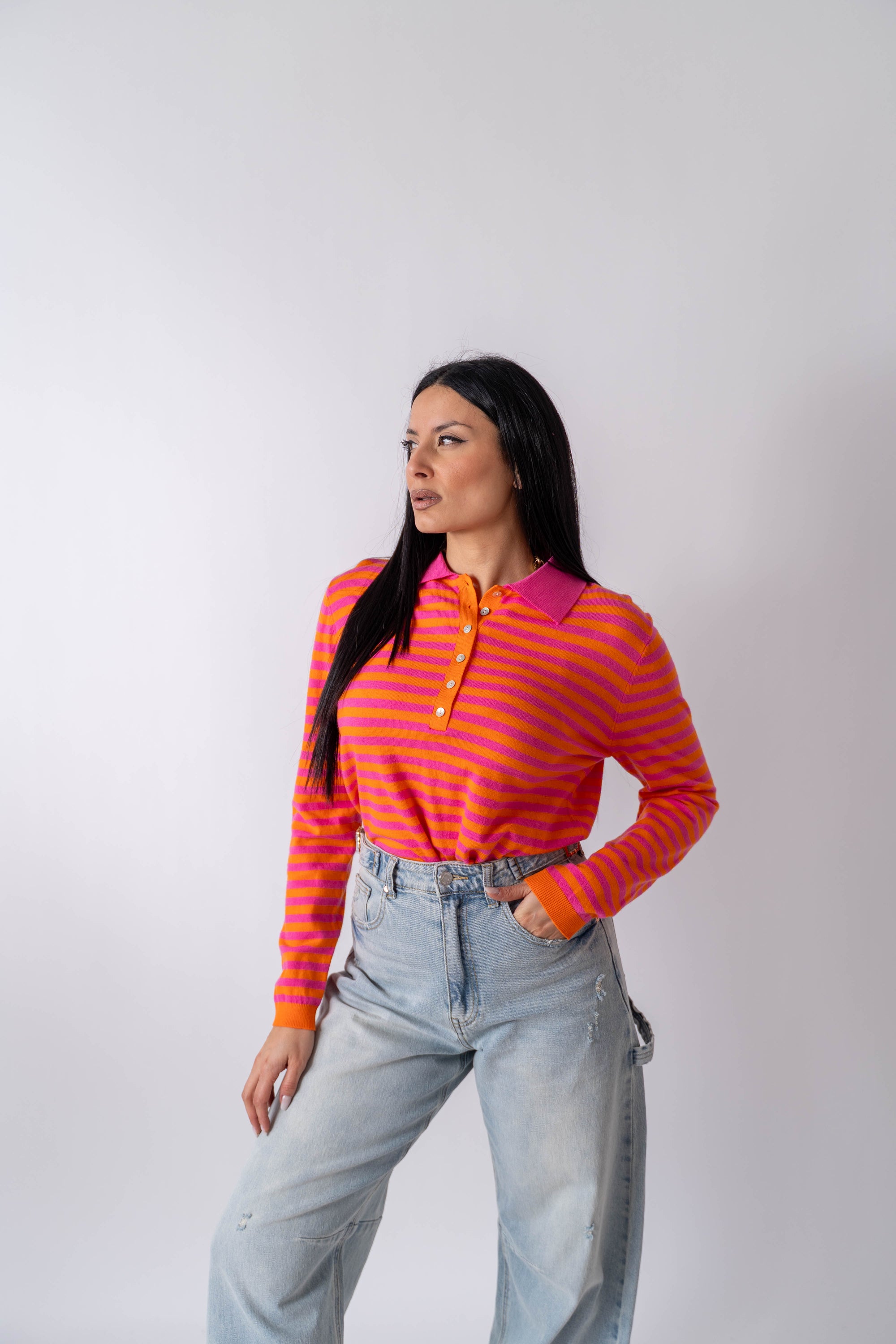 Maglioncino Orange Et Fuchsia - Stylish Moda
