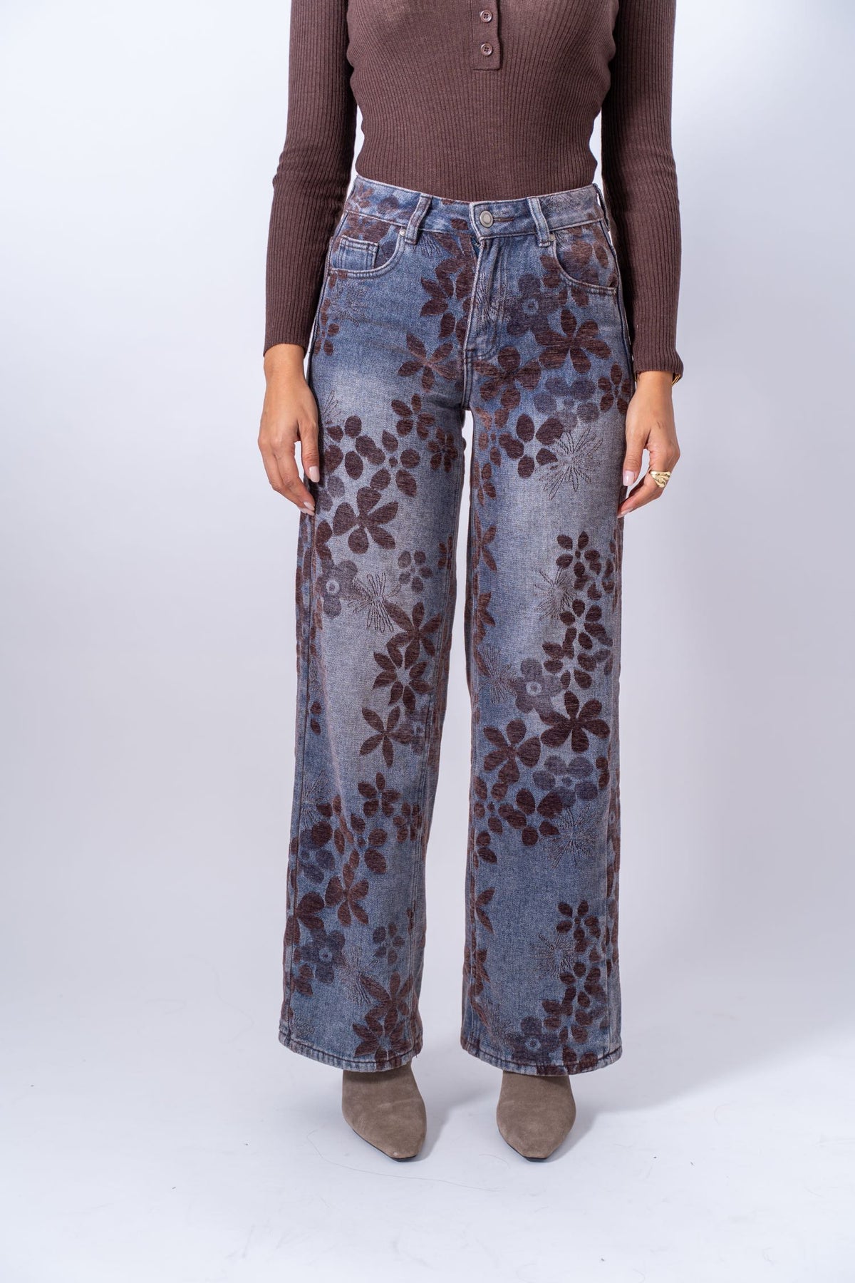 Jeans Wide Big Flowers