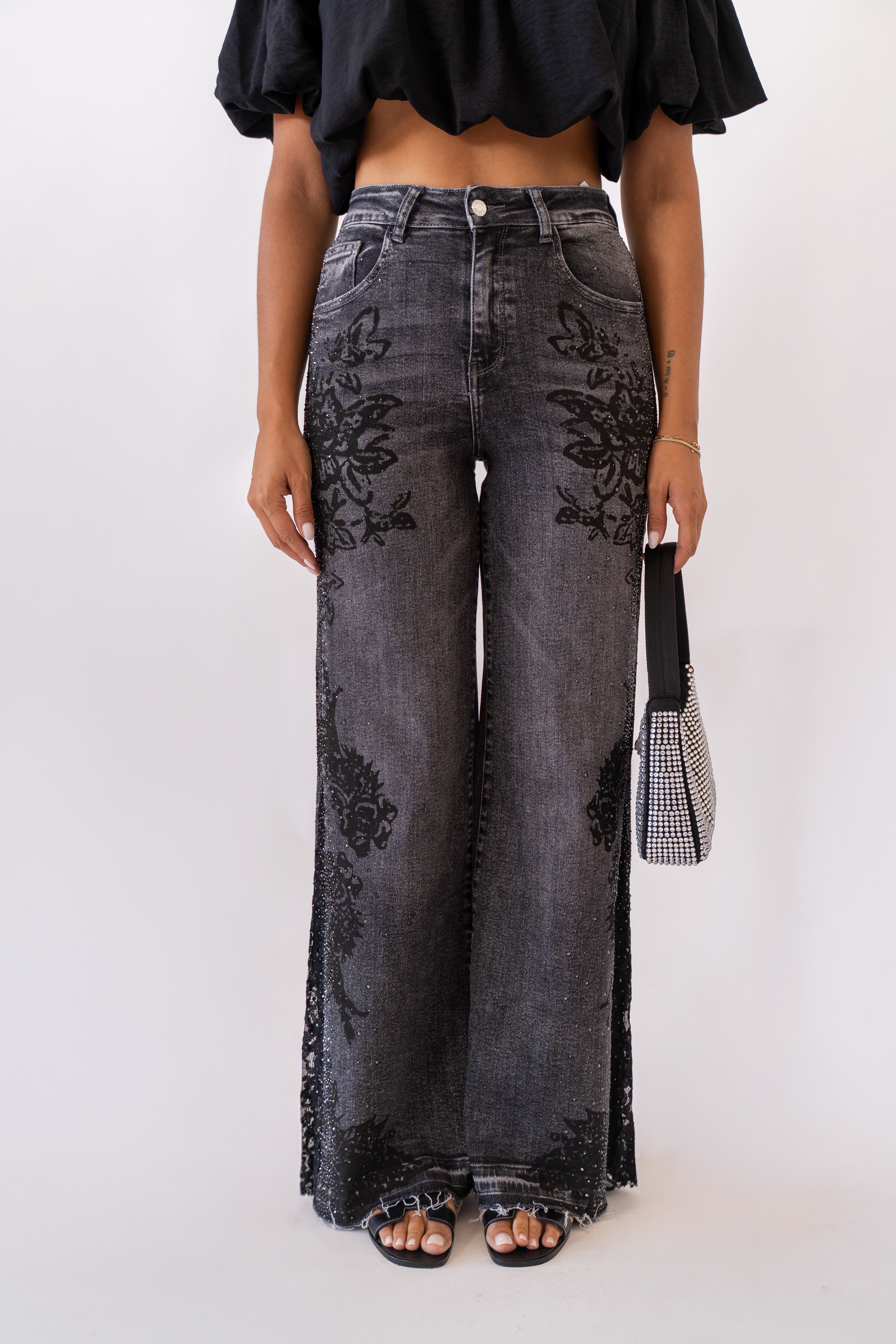 Jeans Glitter Flowers