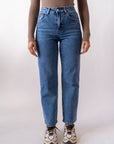 Jeans Mom Denim Blu