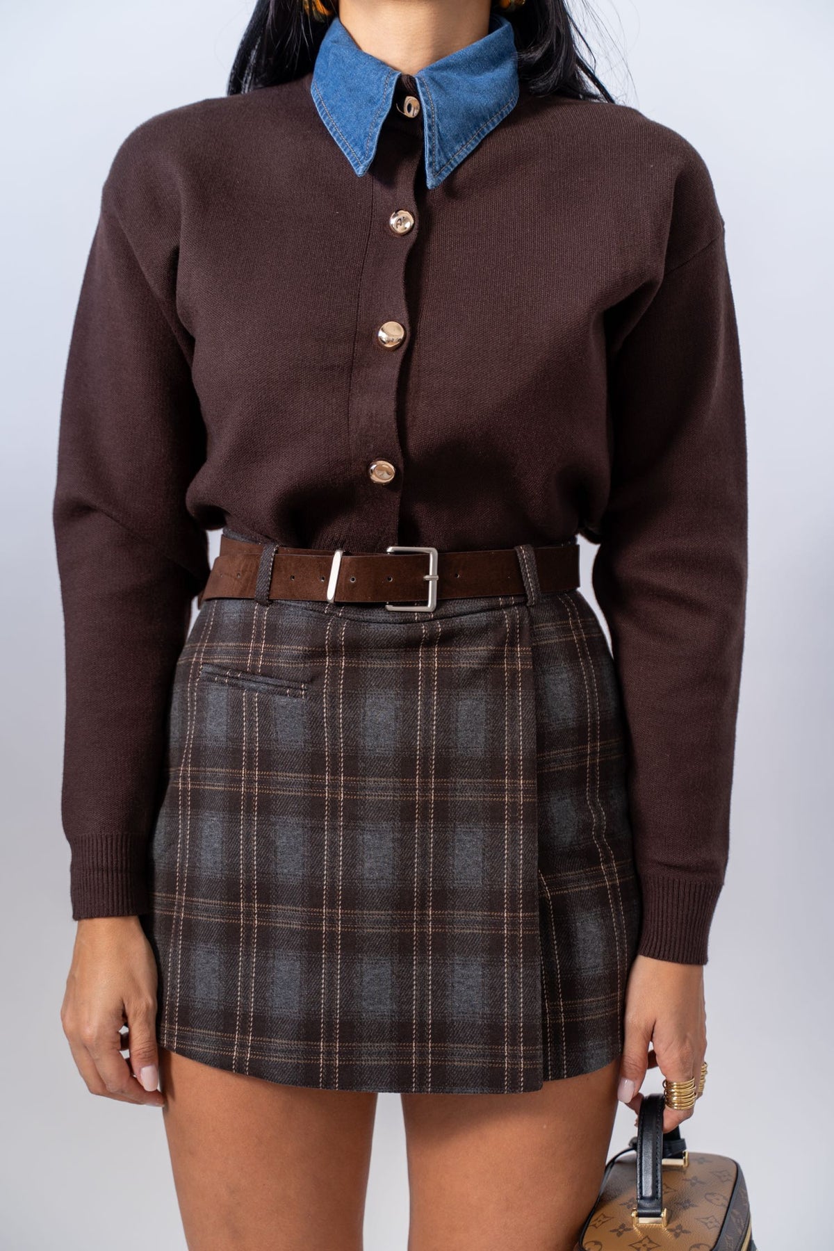 Cardigan Crop Brown