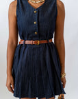 Mini Dress Denim Plissè