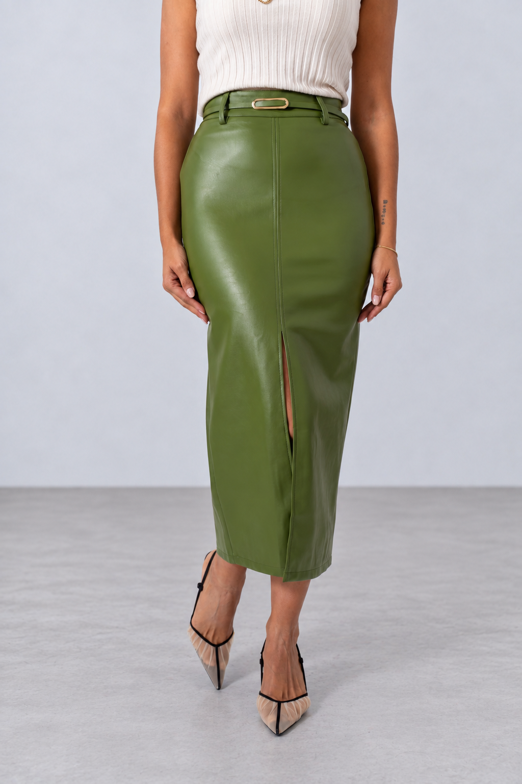 Gonna Longuette Ecopelle Green