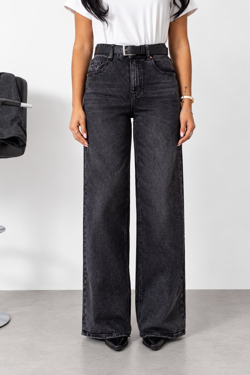 Jeans Wide Leg Dark Grey