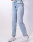 Jeans Mom Fit Denim Chiaro