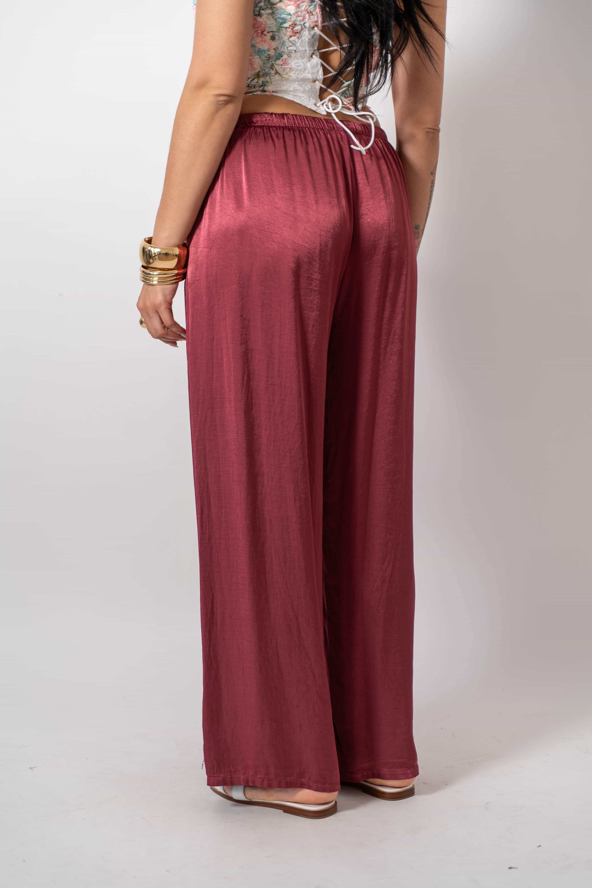 Pantalone Satin Rouge