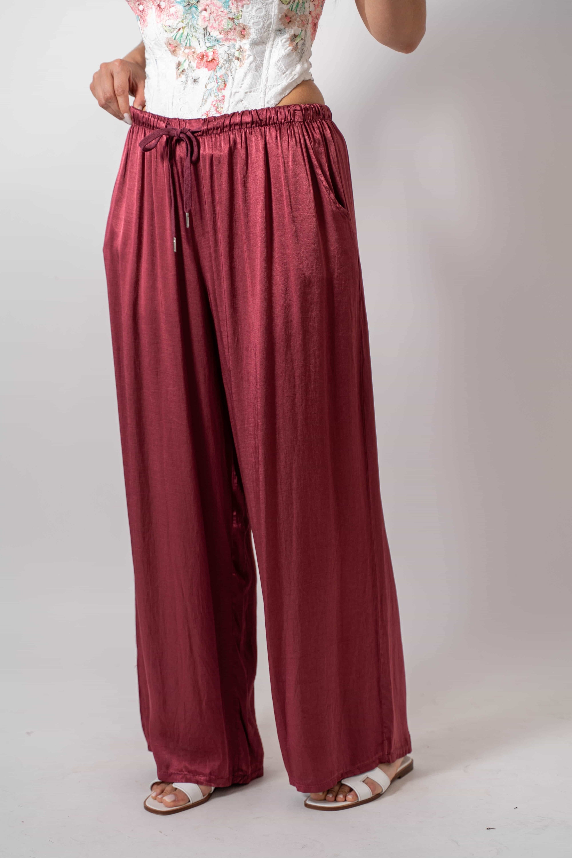 Pantalone Satin Rouge