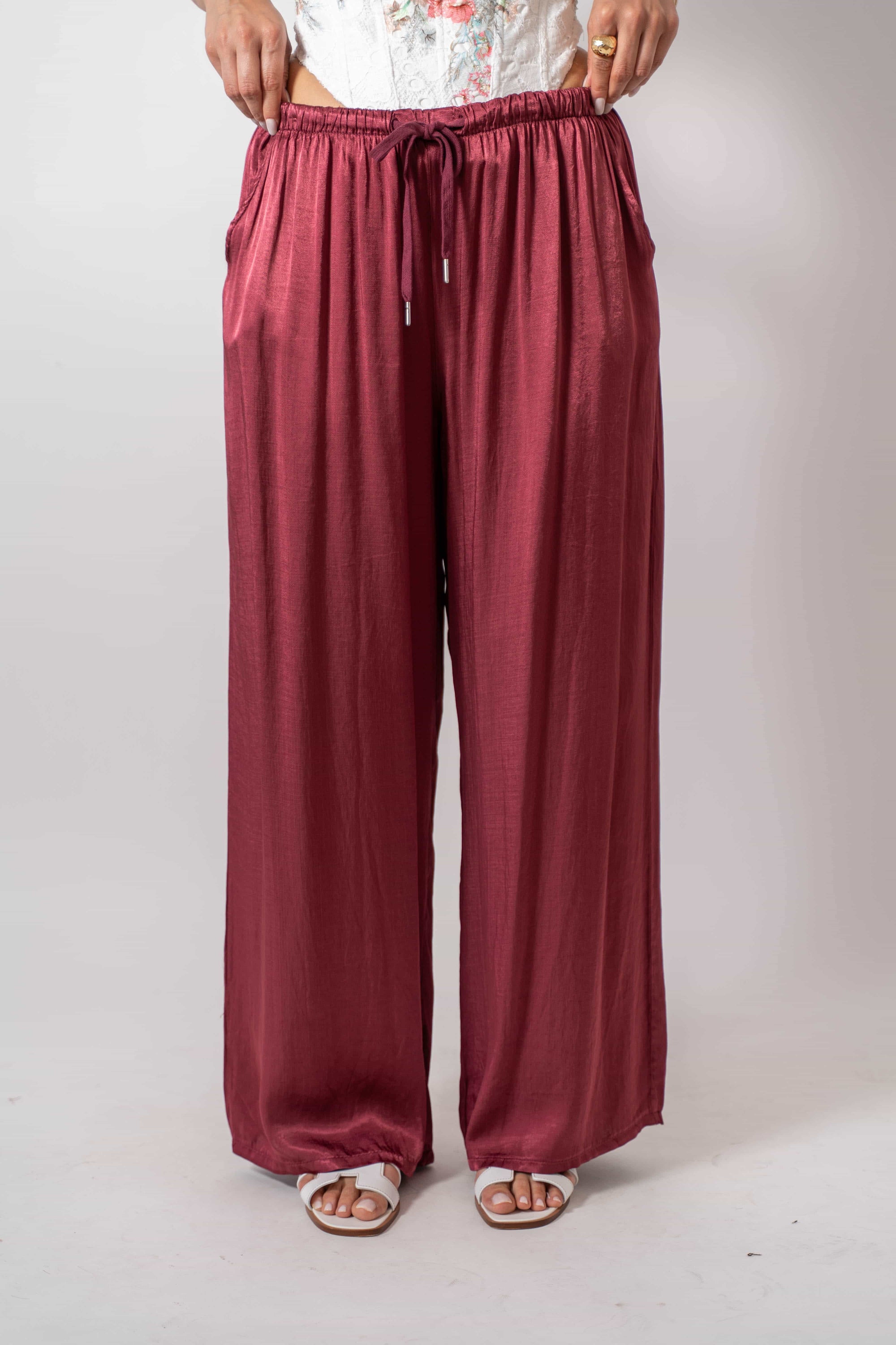 Pantalone Satin Rouge