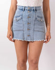 Pantagonna In Denim Orlo Sfrangiato - Stylish Moda