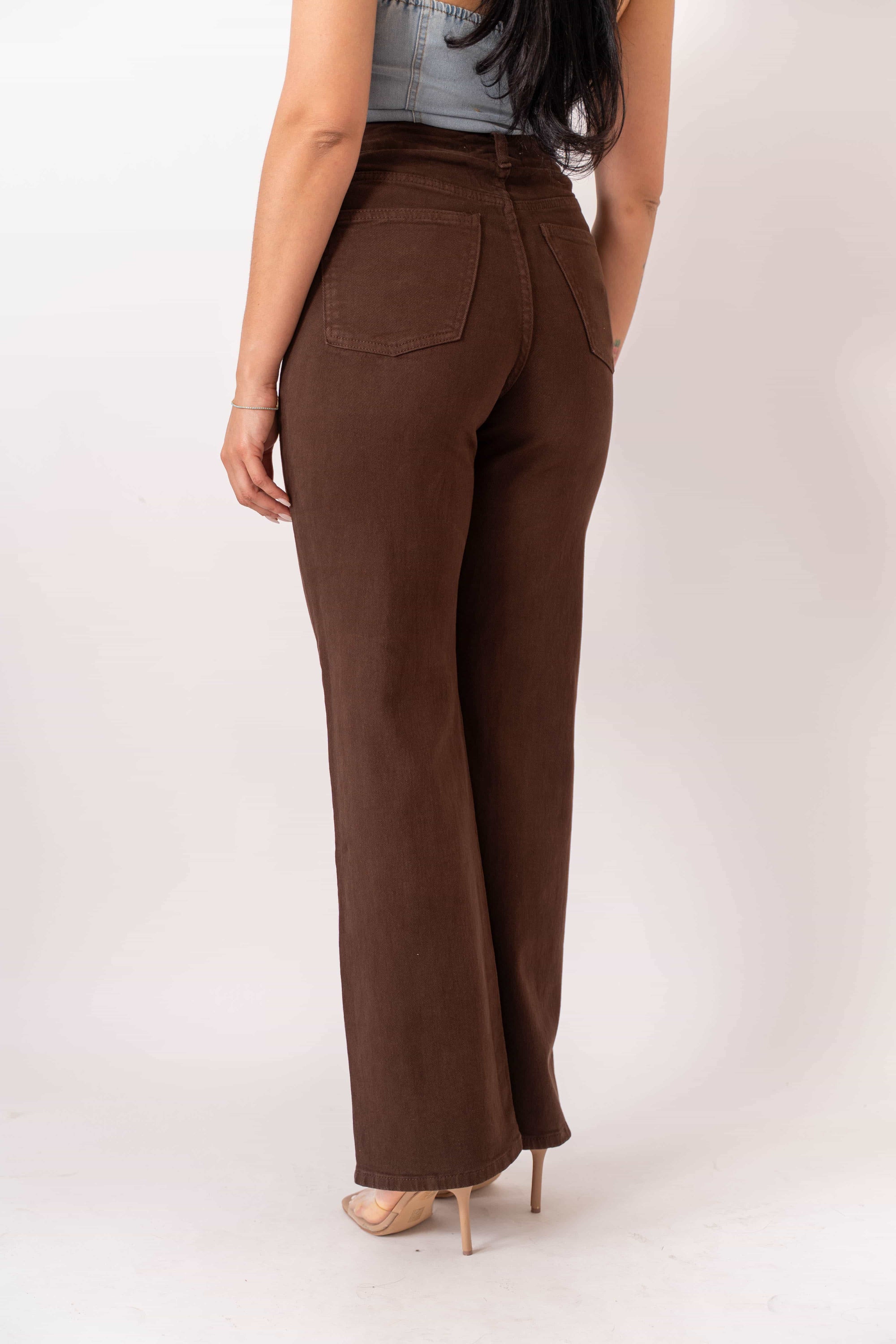 Jeans Wide Leg Brown