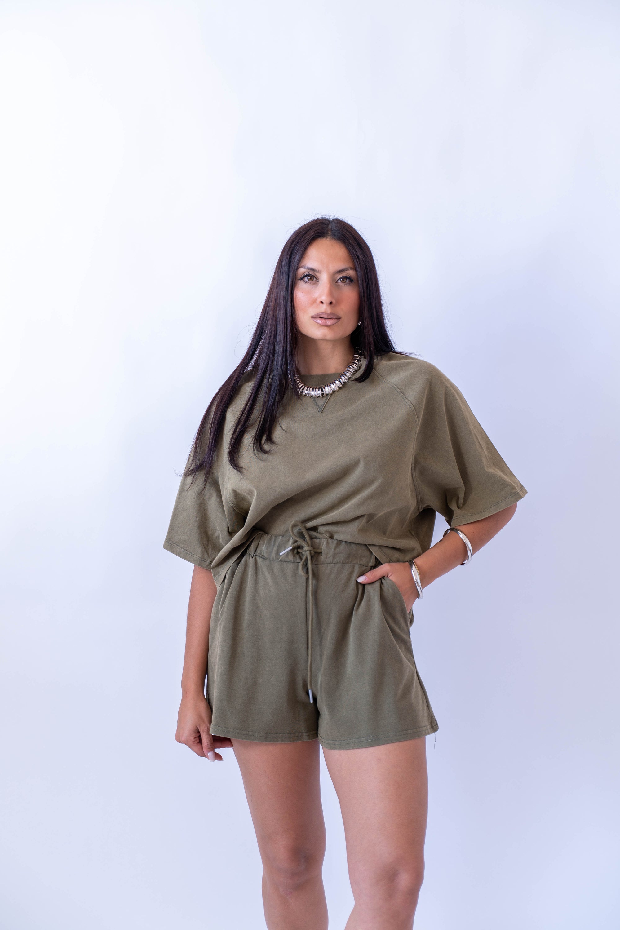 Coordinato Maglia Crop E Shorts