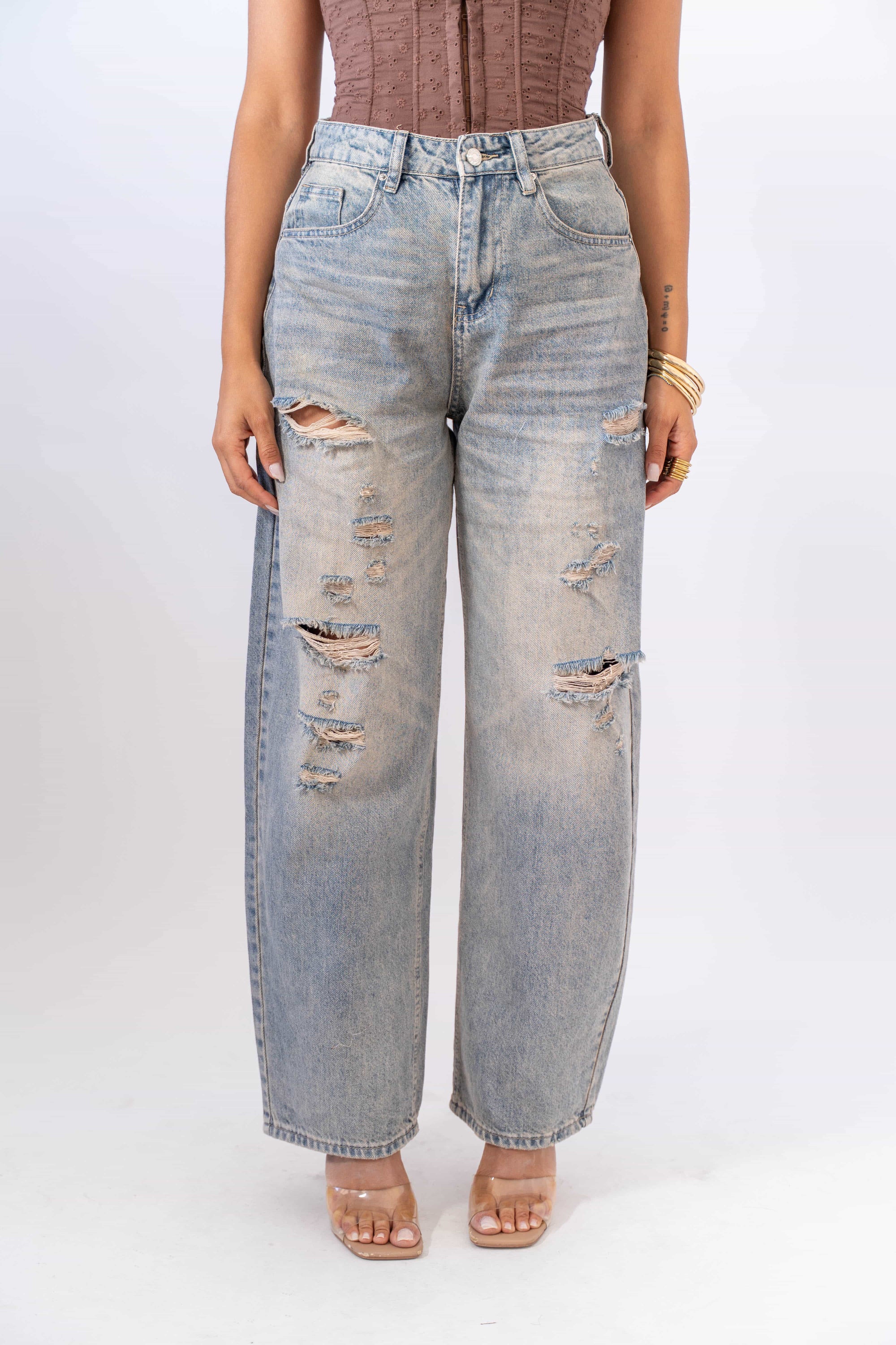 Jeans Vintage Con Strappi