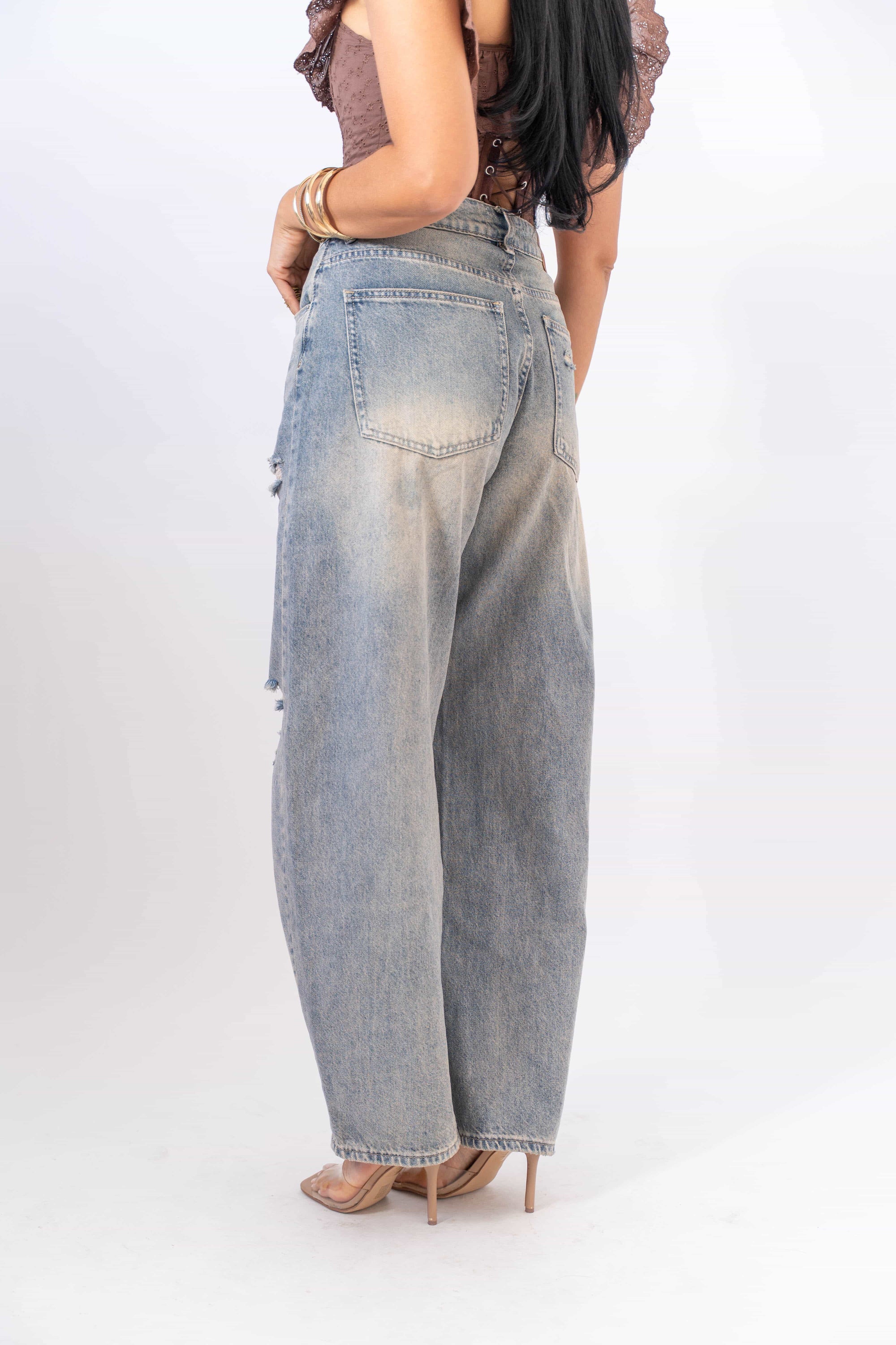 Jeans Vintage Con Strappi