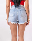 Shorts In Denim Orlo Sfrangiato