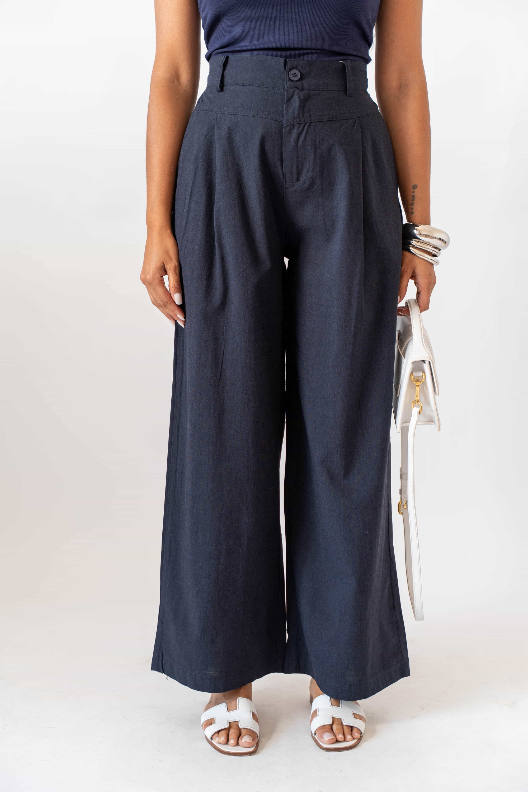 Pantalone Lino Dark Blue