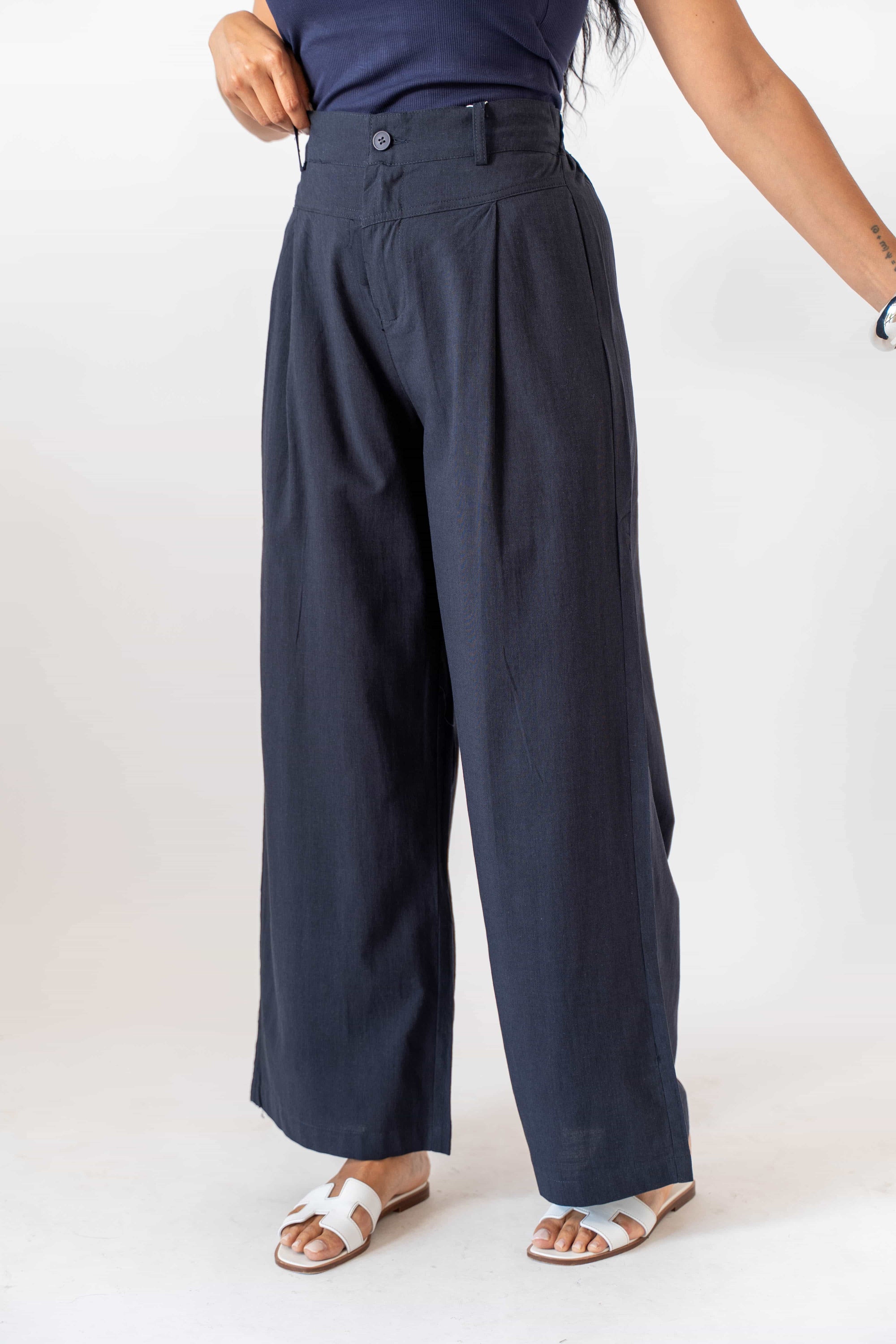 Pantalone Lino Dark Blue