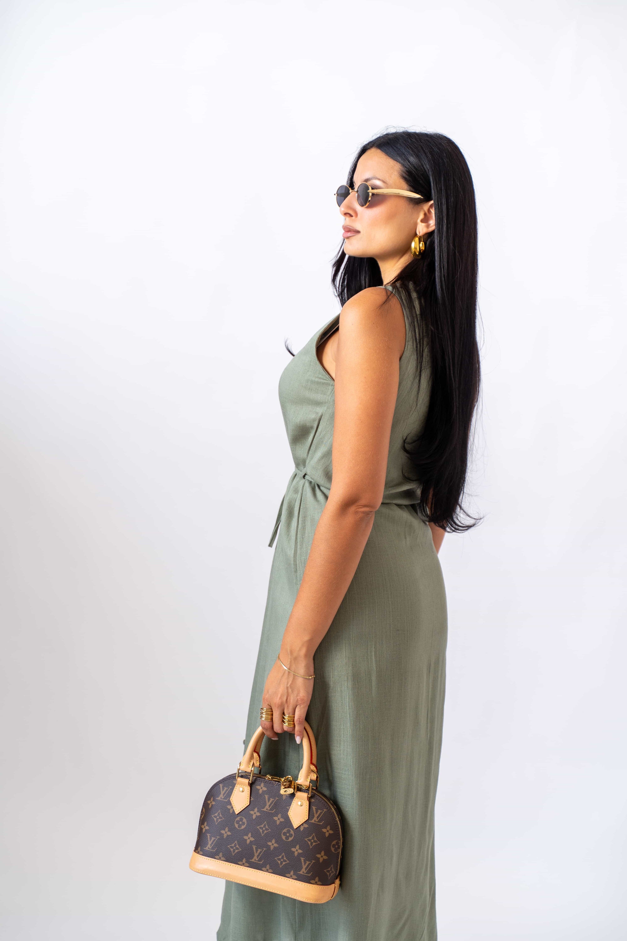 Dress In Lino Green