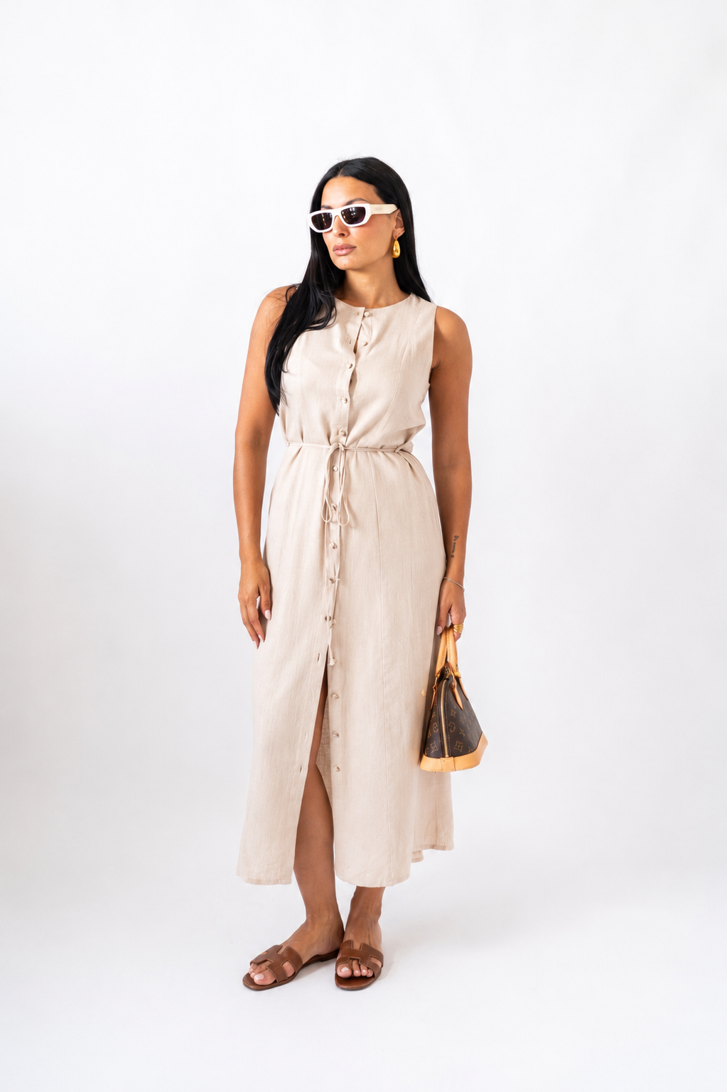 Dress In Lino Beige