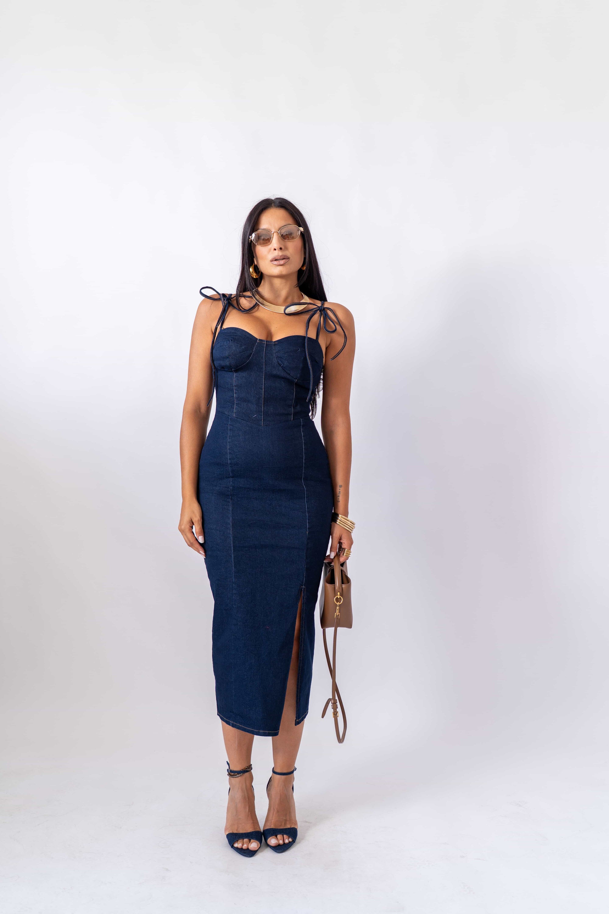 Dress Longuette In Denim
