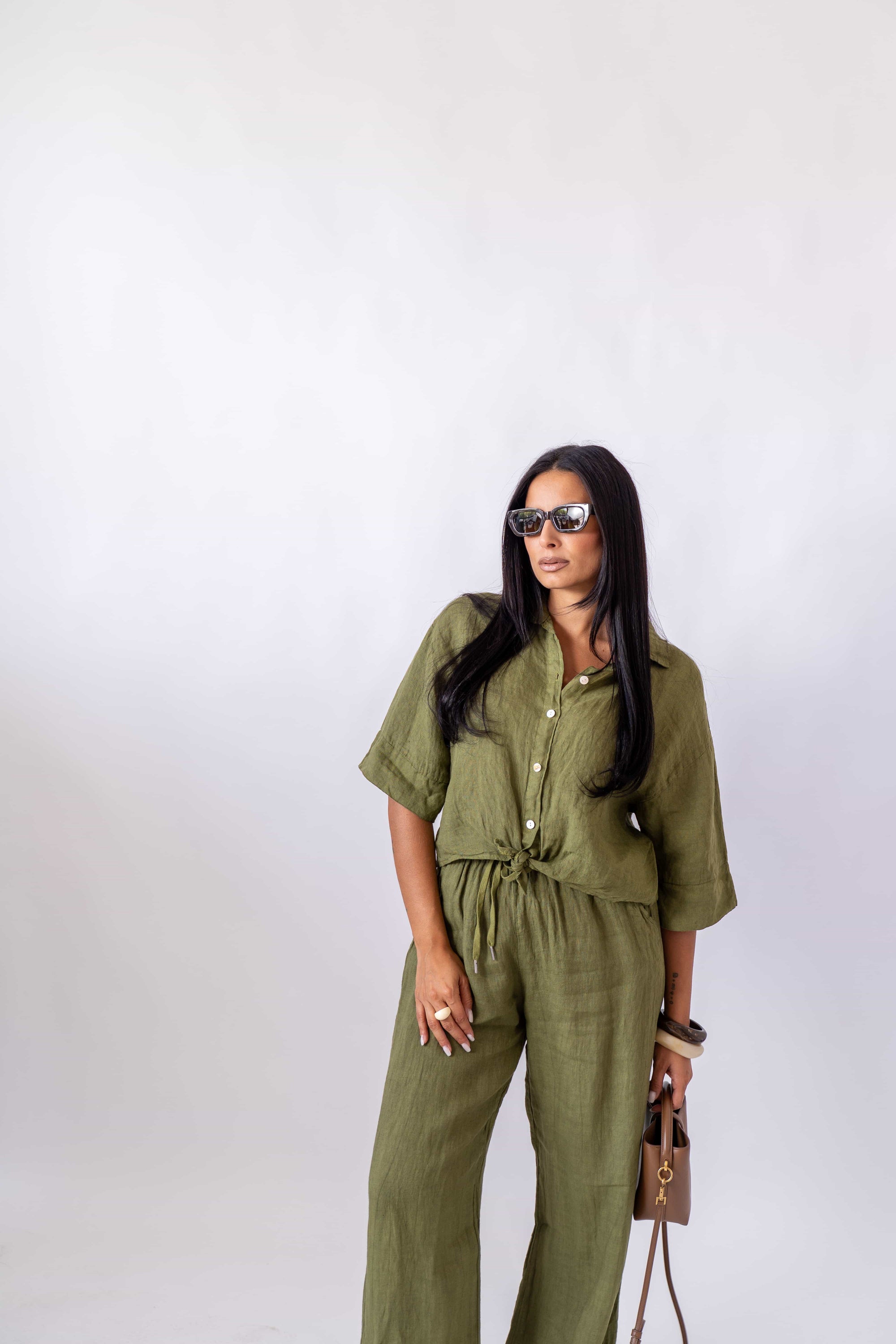 Camicia In Lino Crop