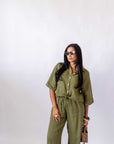 Camicia In Lino Crop