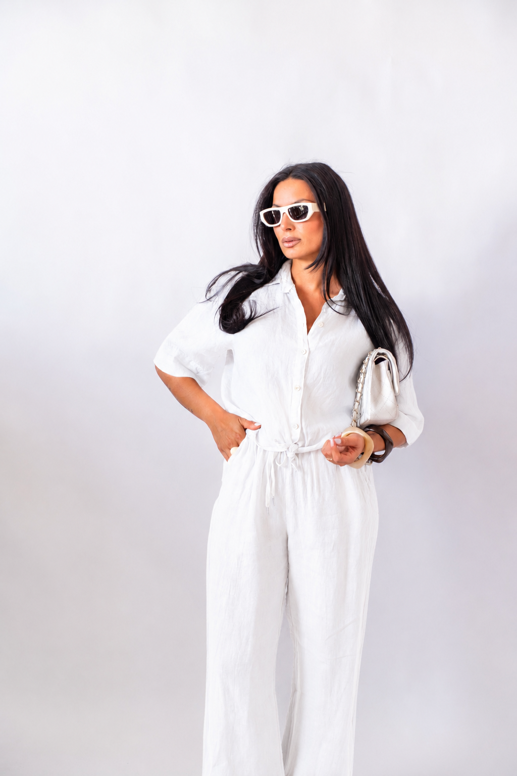 Camicia In Lino Crop