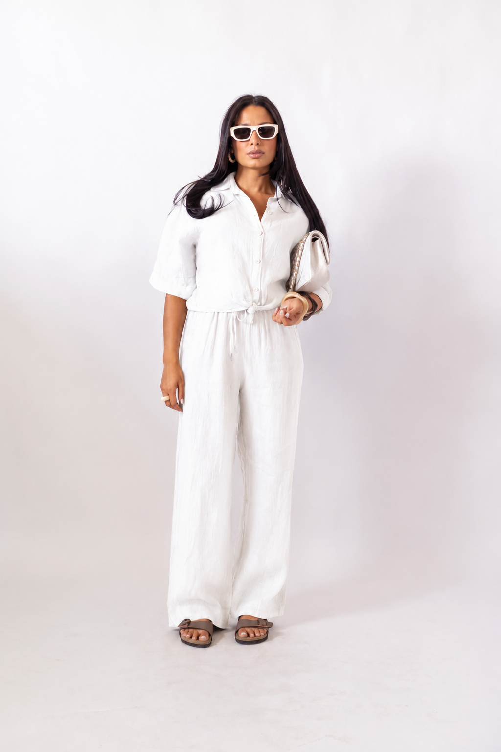 Camicia In Lino Crop