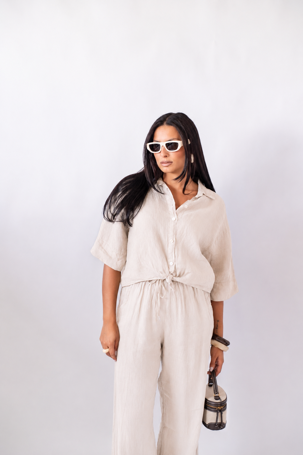 Camicia In Lino Crop