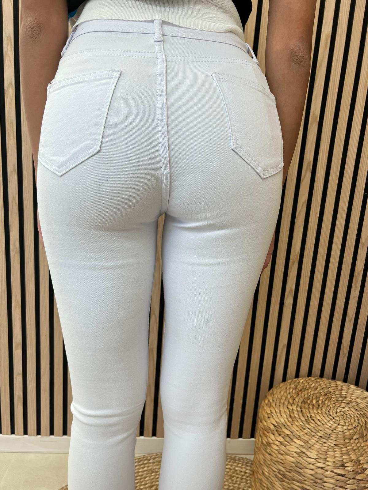Jeans Skinny Bianco Vita Alta